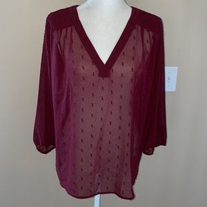Ann Taylor Factory Sheer Swiss Dot Blouse, NWT, Size Medium